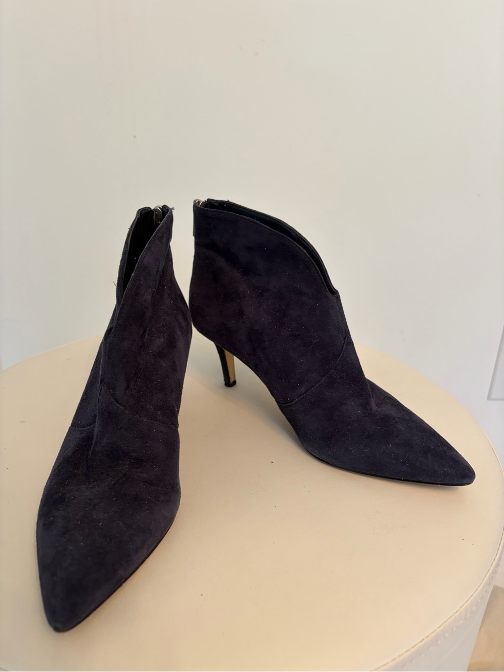 Women's Pointed-Toe Suede Ankle Booties in Black